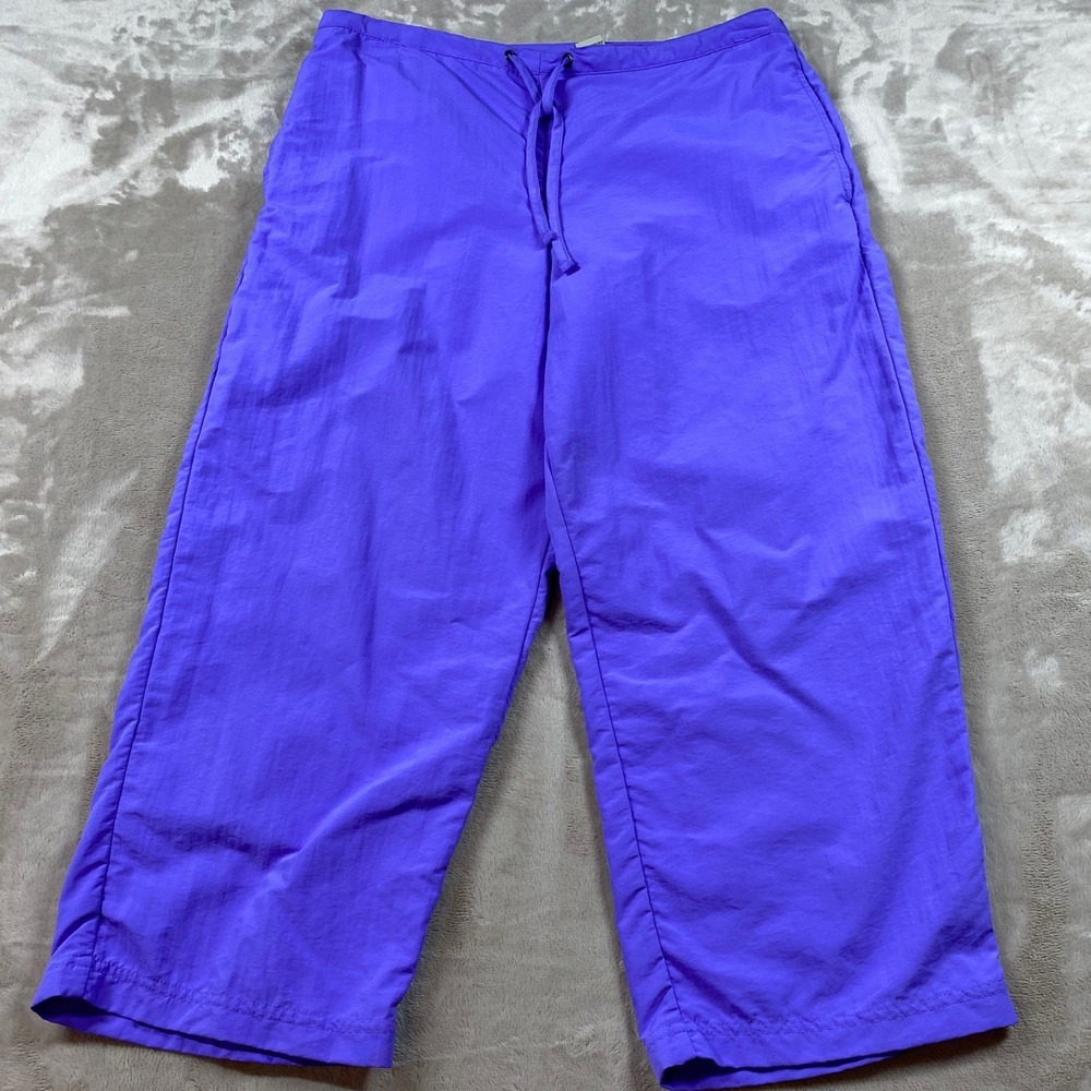 LL Bean Womens Outdoors Supplex Nylon Crop Pants Small Purple Hiking Drawstring
